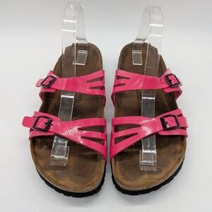 Birkis By Birkenstock Pink Slip On Leather Sandal 38